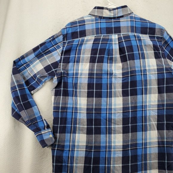 CHAPS Shirt Men's Long Sleeve Casual Button Up Collared Plaid Blue Medium - Picture 11 of 12